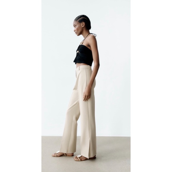 Zara | Pants u0026 Jumpsuits | Nwt Zara Straight Slit Pants | Poshmark